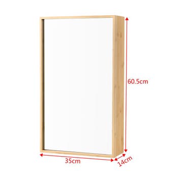 [en.casa] Spiegelkast Ikorfat bamboe 60,5x35x14 cm houtkleur, Verzenden, Nieuw