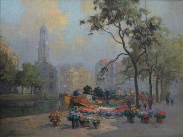 Jan Simon Knikker (1911-1990) - Stadsgezicht Amsterdam met, Antiek en Kunst, Kunst | Schilderijen | Klassiek