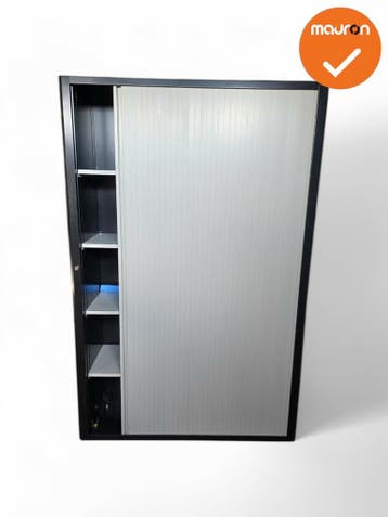 Roldeurkast - Basic - 195x127x45 - Zwart met grijze deur - 1, Werkplek, Ophalen of Verzenden, Gebruikt, Kast