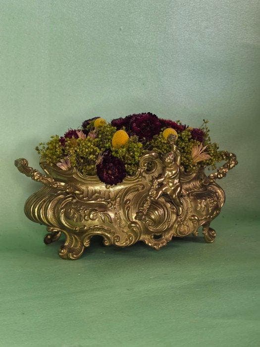 Vaas - Messing - Rococo Stijl Centerpiece, Antiek en Kunst, Curiosa en Brocante