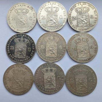 Nederland. Willem III. 2 1/2 Gulden 1848-1874