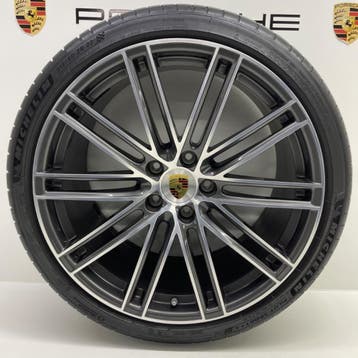 Porsche Cayenne E3 22inch Turbo IV Antraciet/Alu met banden, Ophalen, Gebruikt, Banden en Velgen, Overige maten