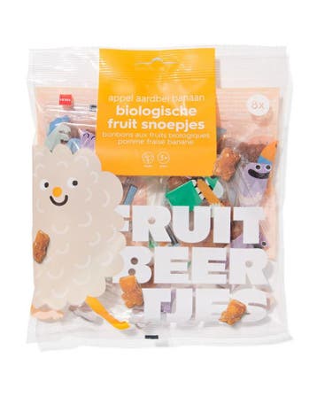 HEMA Bio fruit snoepjes appel-aardbei-banaan uitdeelzak - 8, Verzenden, Nieuw