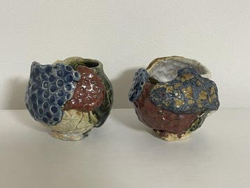 Set keramische Japanse theekopjes - Yunomi - door Shin