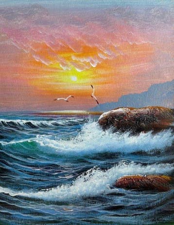 M. Santos - Impressionist Seascape at Sunset