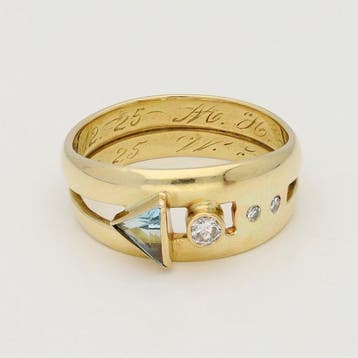 Ring - 18 karaat Geel goud - Topaas, briljant, single, Sieraden, Tassen en Uiterlijk, Ringen, Nieuw