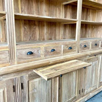 Boekenkast | massief hout | 300cm breed | 235cm hoog |, Huis en Inrichting, Kasten | Boekenkasten, 200 cm of meer, Klassiek, Teakhout