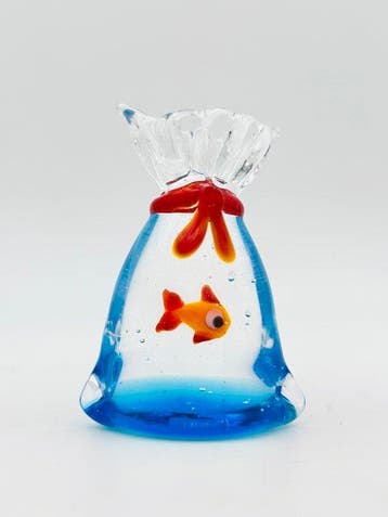 Handmade Murano glass - sculptuur, Sacchetto con pesce rosso