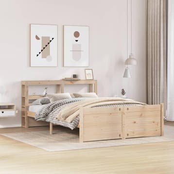 vidaXL Bedframe met hoofdbord massief grenenhout 120x200 cm, Bruin, Verzenden, Nieuw, Twijfelaar