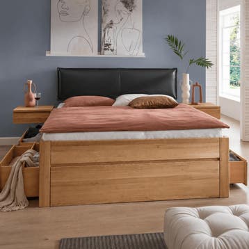Forestales Oaklyn Massief Eiken Houten Bed met Lades 45CM -, Nieuw