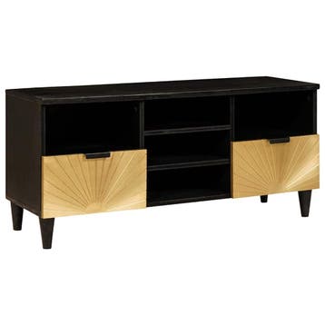vidaXL TV-kast Zwart en Goud 100 x 33 x 46 cm Bewerkt hout, Verzenden, Nieuw