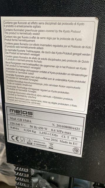 Metos / Brema GB 1540A schilferijsmachine, Ophalen of Verzenden, Gebruikt