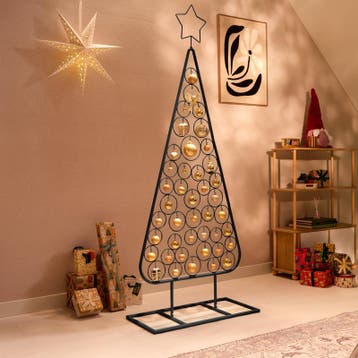 Metalen kerstboom - zwart - 75 x 35 x 188 cm | met ster | 42, Verzenden, Nieuw