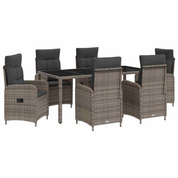 vidaXL Buiten eettafelset 7 pcs Licht Grijs en Donker Grijs, Verzenden, Nieuw