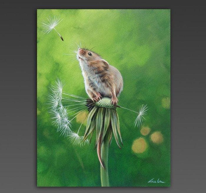 Gala - Mouse painting ~ Dandelion ~, Antiek en Kunst, Kunst | Designobjecten