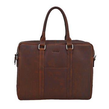 Landley 15 inch Laptoptas - Dames en Heren - Leer - Cognac, Computers en Software, Laptoptassen, Verzenden, Nieuw
