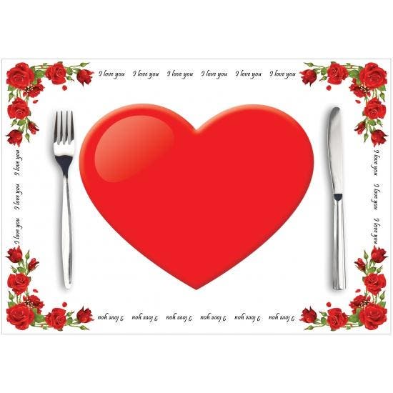 10x stuks Hartjes placemats I Love You 42 x 30 cm - Valent.., Hobby en Vrije tijd, Feestartikelen, Ophalen of Verzenden