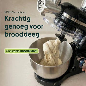 2000W Keukenmixer - 6.2L - Keukenmachine - Keukenrobot - Zwa, Verzenden, Zo goed als nieuw