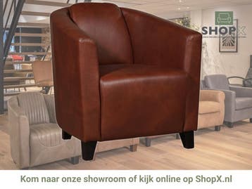 Leren fauteuil Press - Granada Savannah (cognac) - Poten, Nieuw, Ophalen of Verzenden, Eigentijds, Klassiek, Retro, Romantisch, Vintage