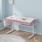 Kinderbureau Kuosa verstelbaar 54-76x120x60 cm roze en wit [, Verzenden, Nieuw