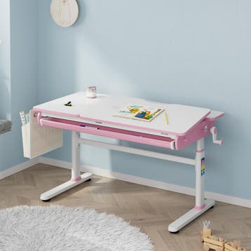 Kinderbureau Kuosa verstelbaar 54-76x120x60 cm roze en wit [, Huis en Inrichting, Bureaus, Verzenden, Nieuw