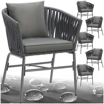 Stoelset Valeiras in rope-design, dikke kussens, 60x61x77cm, Tuin en Terras, Verzenden, Nieuw