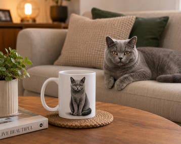 Mok met eigen kat – Handgetekende stijl – Persoonlijk cadeau, Ophalen of Verzenden, Nieuw