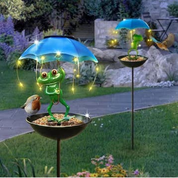 Solar Kikker Tuinlamp met Vogelvoeder LED Tuindecoratie, Verzenden, Nieuw