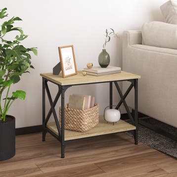 vidaXL Bijzettafel 55x38x45 cm bewerkt hout sonoma, Minder dan 50 cm, 50 tot 100 cm, Verzenden, Nieuw