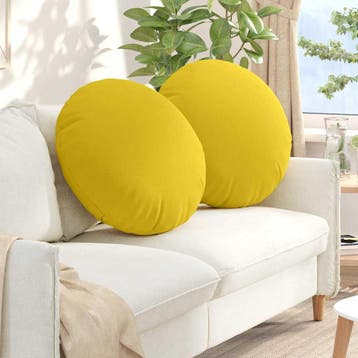 vidaXL Zitkussens 2 st Stof Lichtgeel Ø60 x 21 cm, Verzenden, Nieuw, Geel