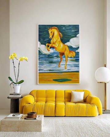 E. García - El Caballo Dorado - XL, Antiek en Kunst, Kunst | Schilderijen | Modern