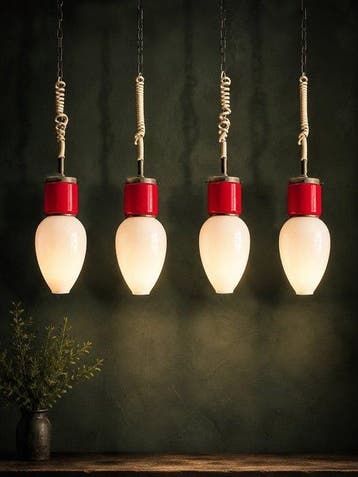 Plafondlamp (4) - Opaline glas - Italia Vintage