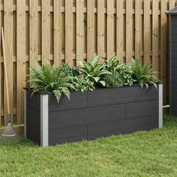 vidaXL Verhoogde plantenbak Zwart 150 x 50 x 54 cm WPC en, Verzenden, Nieuw, Minder dan 60 cm, 30 tot 60 cm