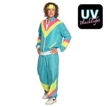 Neon Trainingspak Heren Blauw, Verzenden, Nieuw, Feestartikel