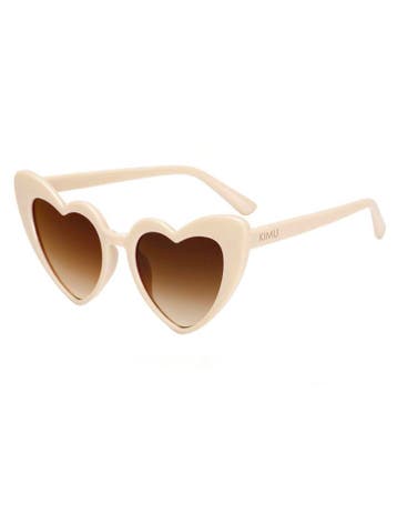 KIMU® Zonnebril Hartjes Cat Eye Creme Wit Montuur Bruin Grad, Sieraden, Tassen en Uiterlijk, Zonnebrillen en Brillen | Dames, Ophalen of Verzenden