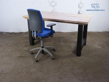 Tweedehands bureau steigerhout zwart frame 180x88 cm, Overige typen, Gebruikt, Verzenden, Overige merken