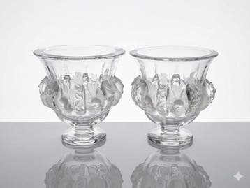 Lalique - Marc Lalique - Vaas (2) - Dampierre - Kristal, Antiek en Kunst, Antiek | Glas en Kristal
