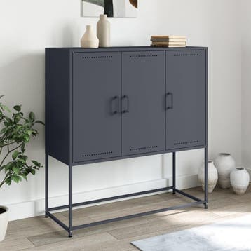 vidaXL buffetkast 100,5x39x107 cm staal antracietkleurig, Minder dan 50 cm, Verzenden, 100 tot 150 cm, Nieuw