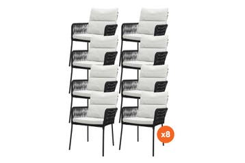 Set van 8 - Teresa dining tuinstoel Rope - Black, Tuin en Terras, Verzenden, Nieuw, Overige materialen