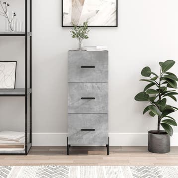 vidaXL Dressoir 34,5x34x90 cm bewerkt hout betongrijs, Verzenden, Nieuw, Overige houtsoorten, Minder dan 50 cm