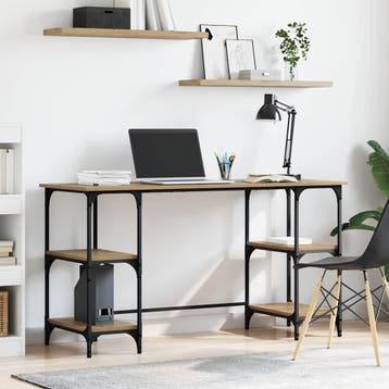 vidaXL Bureau Artisan Eiken Bewerkt hout 140 x 50 x 75 cm, Huis en Inrichting, Bureaus, Verzenden, Nieuw