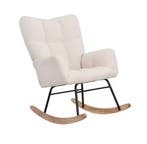 Fleece Schommelstoel – Wit – Comfortabele Fauteuil Zitting, Verzenden, Nieuw