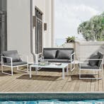 Tuinset loungeset 4-delig tuintafel tuinbank 2x tuinstoel wi, Tuin en Terras, Tuinsets en Loungesets, Verzenden, Nieuw