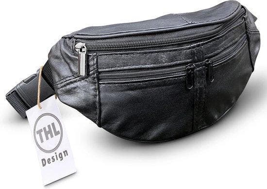Leren Heuptas Dames / Heren - Buideltas - Fannypack - Plat, Sieraden, Tassen en Uiterlijk, Tassen | Schoudertassen, Zwart, Nieuw