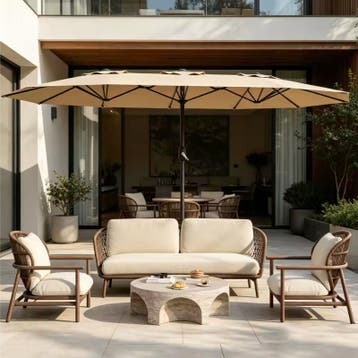 Nieuw: Grote Rechthoekige Parasol 460 × 270 cm - Inklapbaar, Tuin en Terras, Parasols, Verzenden, Nieuw, Waterdicht, Stokparasol