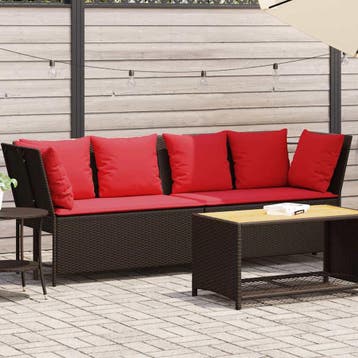 vidaXL Tuinbank met kussens poly rattan bruin, Verzenden, Nieuw