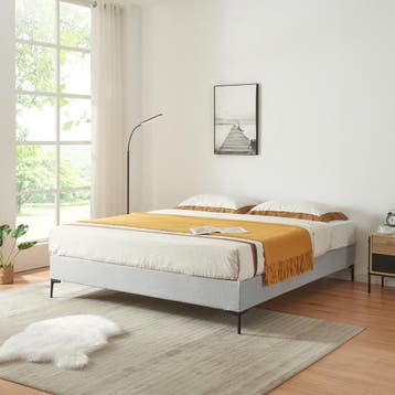 Tweepersoonsbed Lilla met bedbodem 140x200 cm lichtgrijs [en, Huis en Inrichting, Slaapkamer | Bedden, Verzenden, Nieuw
