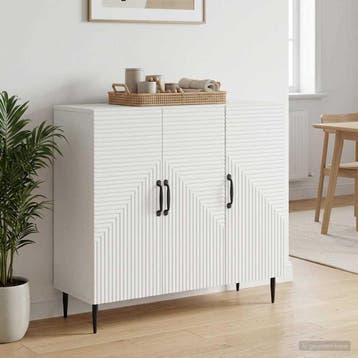 vidaXL Dressoir Wit 89 x 34,5 x 80 cm Bewerkt hout, Verzenden, Nieuw, Overige houtsoorten, Minder dan 50 cm