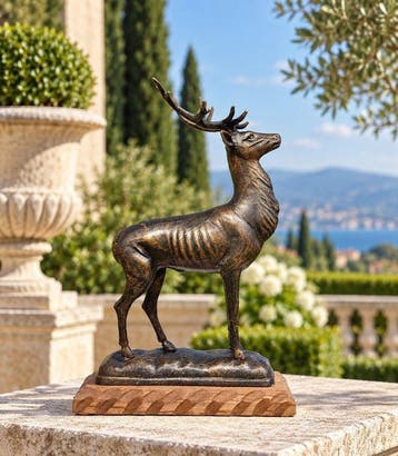 Beeld, Large Deer Iron - 32 cm - Hout, IJzer - 2026
