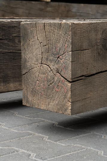 Oude Winddroge Eiken Balken!  15x15 & 20x20 cm - Geborsteld, Gebruikt, Eiken, Balk